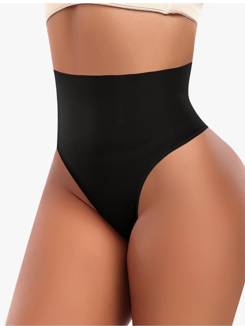 High-Waist Black Thong Shapewear Seamless- Slim & Sculpt